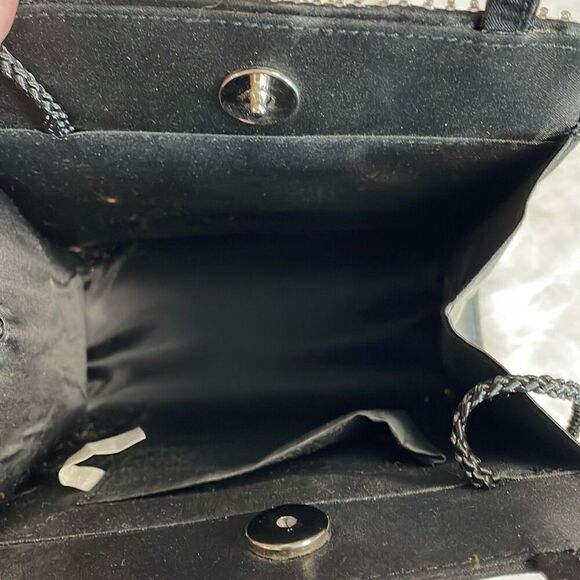 Black Satin Rhinstone Handbag Shoulder Bag Witchy Fairy Whimsical Evening Bag - Picture 9 of 11